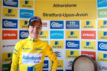 Marianne Vos, former world champion and who was also awarded the yellow jersey on stage 2 of the Aviva Women\'s Tour in Stratford